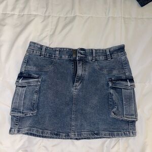 Denim Cargo Mini Skirt